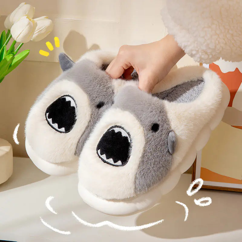 Fuzzy Shark Slippers - Cute Comfort Footwear for Women