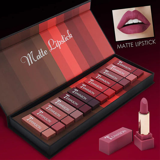 12-Piece Matte & Red Lipstick Collection